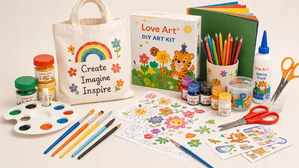 Colourful art and craft materials for hobby time