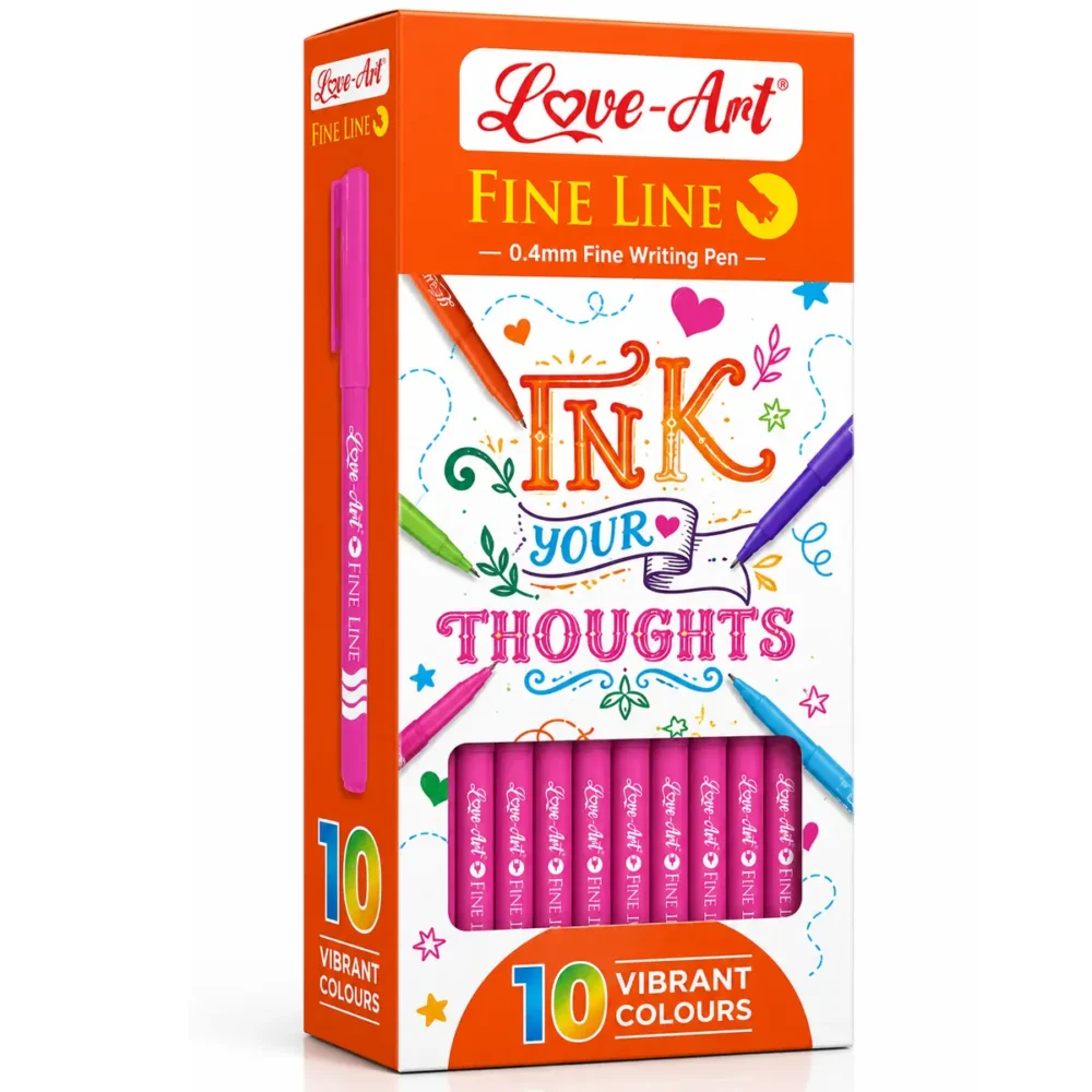 Fine Line Pens - Pack of 10, Pink