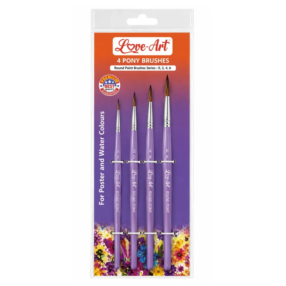 Paint Brush - Pony Round, Pack of 4