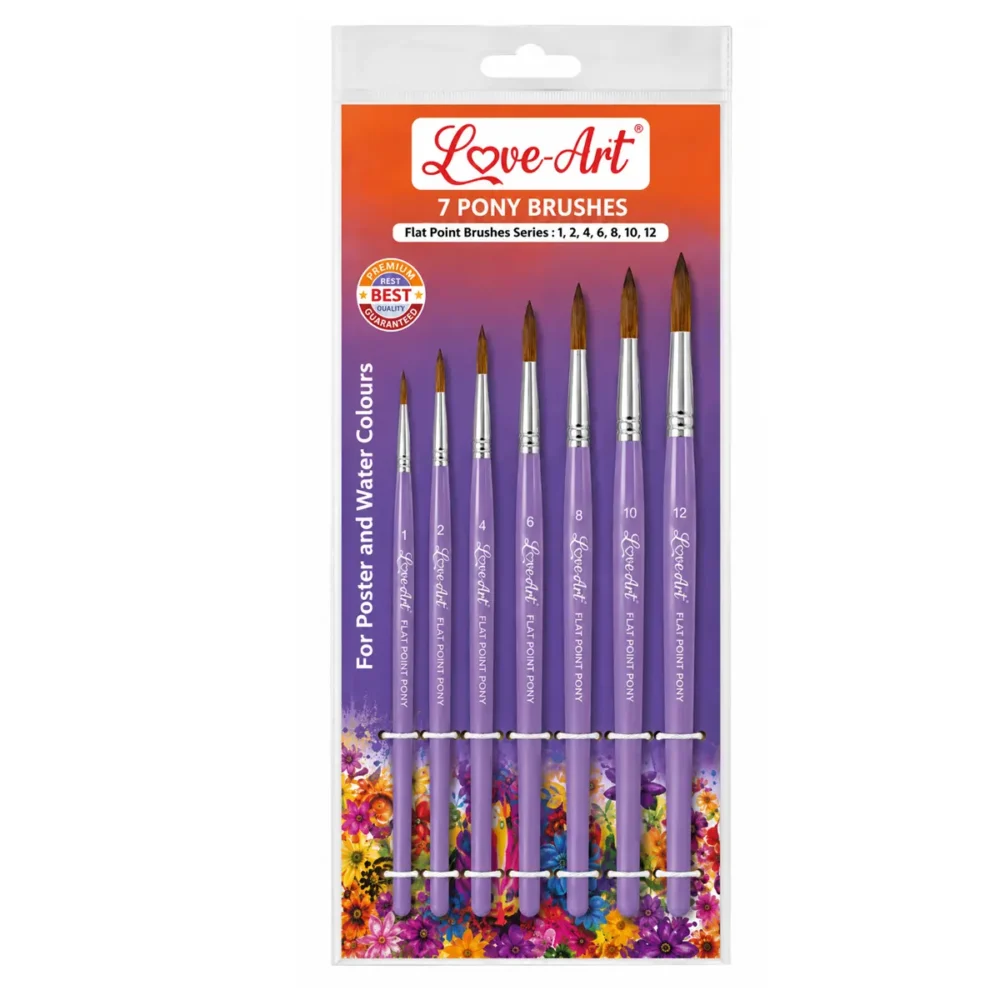 Paint Brush - Pony Round, Pack of 7